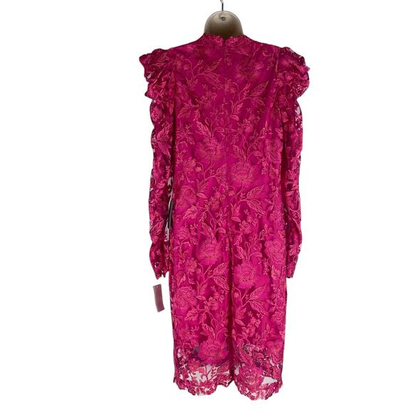 Tadashi Shoji Embroidered Puff Sleeve Cocktail Dress Pink Size 12 - Picture 7 of 10